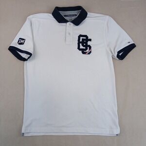 Tommy Hilfiger XL Mens Polo Shirt Pique Knit Rugby Style FLAW 21x28 Fits A Small